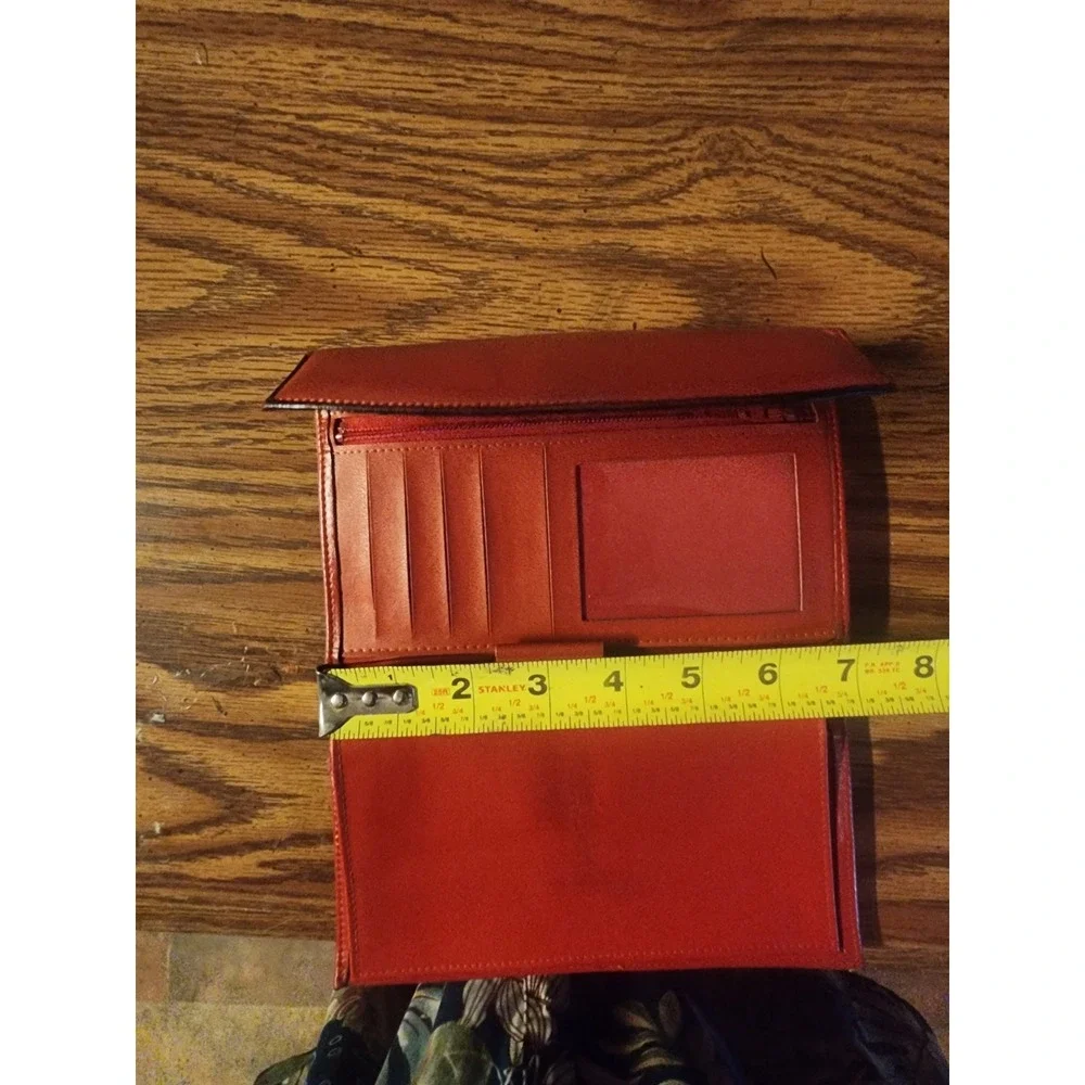 Vintage 1960s Princess Gardner Genuine Leather Red Clutch Wallet, Kiss Lock Coin